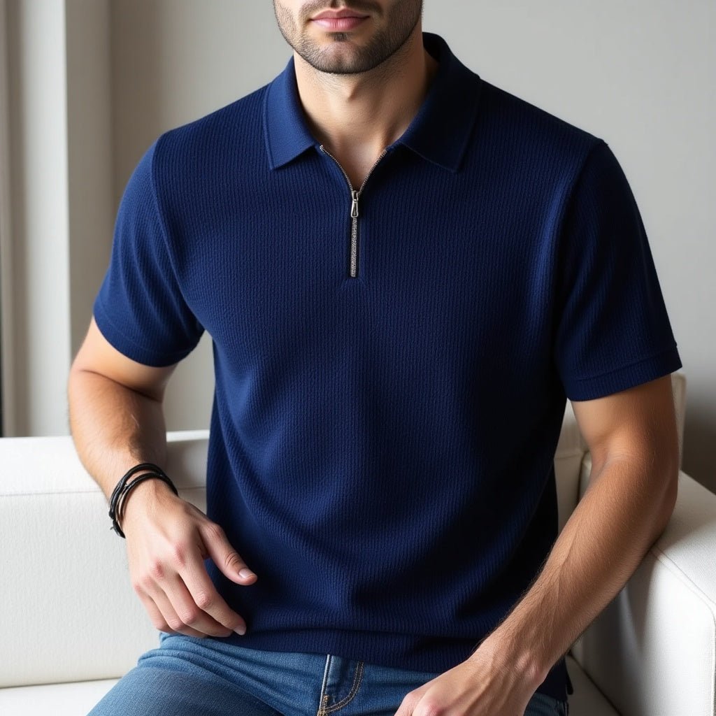 Gio French Knit Polo - Blue